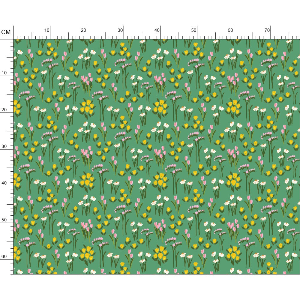 Spring Bouquet Green Cotton Fabric