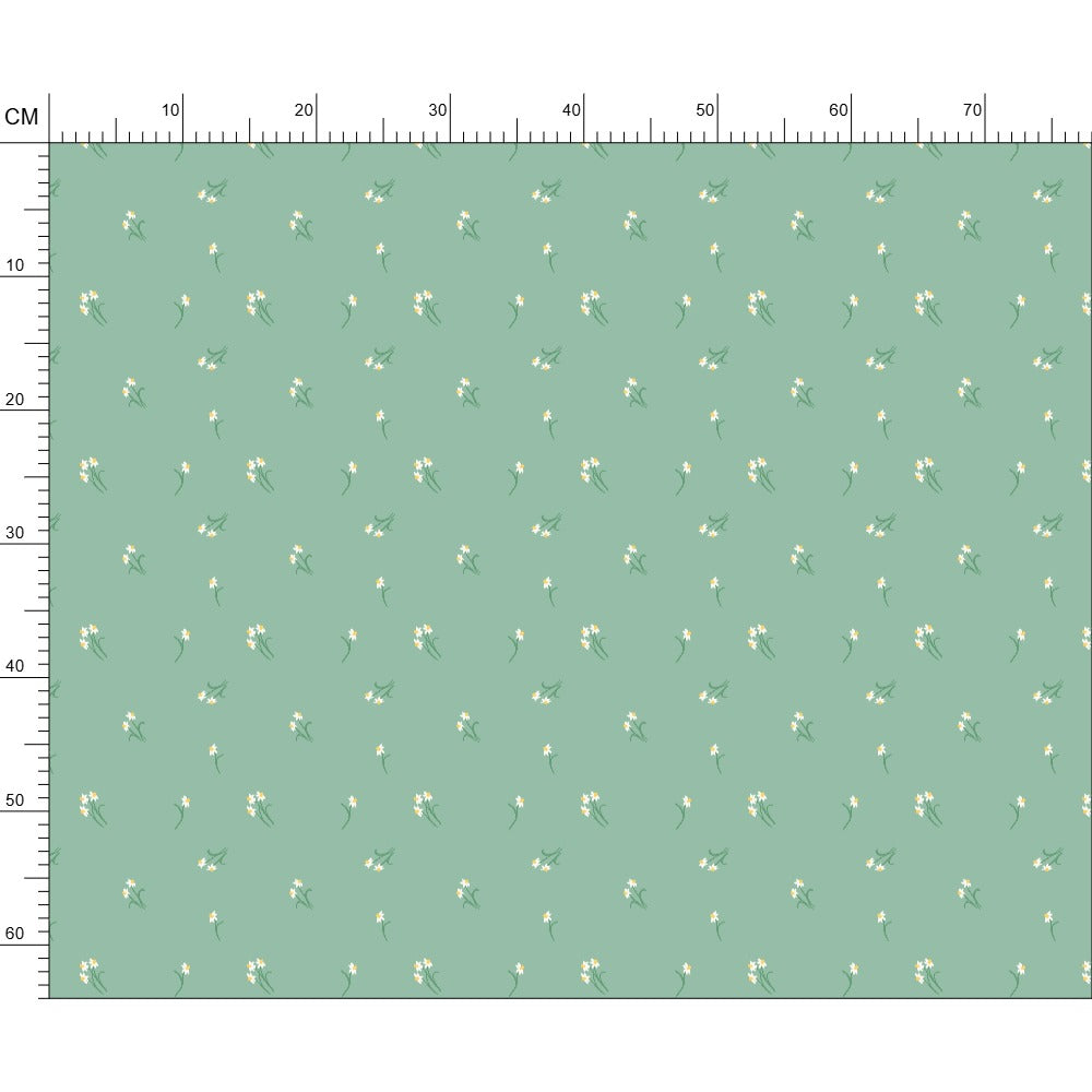 Dancing Daffodils Pale Green Cotton Fabric