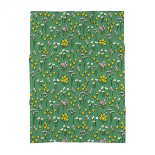 Spring Bouquet Green Tea Towel