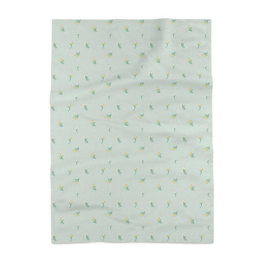 Dancing Daffodils Pale Blue Tea Towel