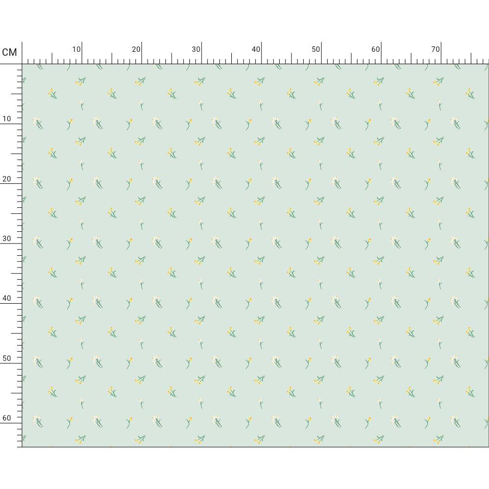 Dancing Daffodils Pale Blue Cotton Fabric