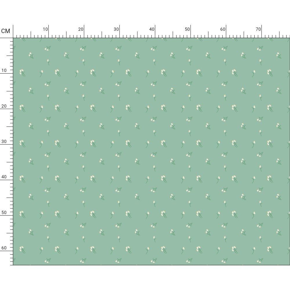 Dancing Daffodils Pale Green Cotton Fabric