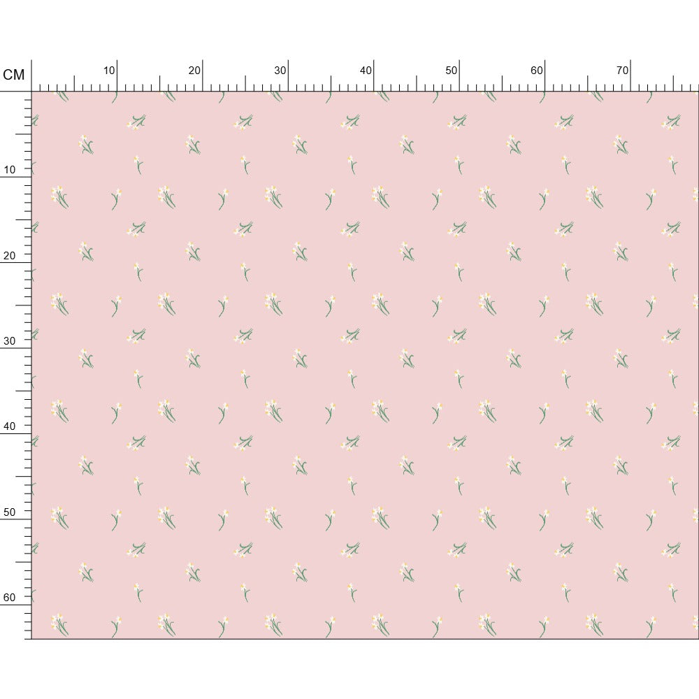 Dancing Daffodils Pale Pink Cotton Fabric