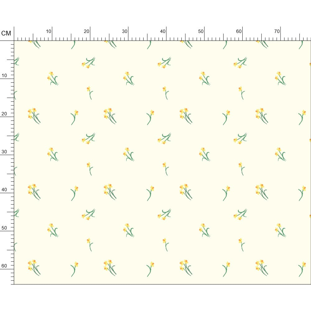 Dancing Daffodils Cream Cotton Fabric