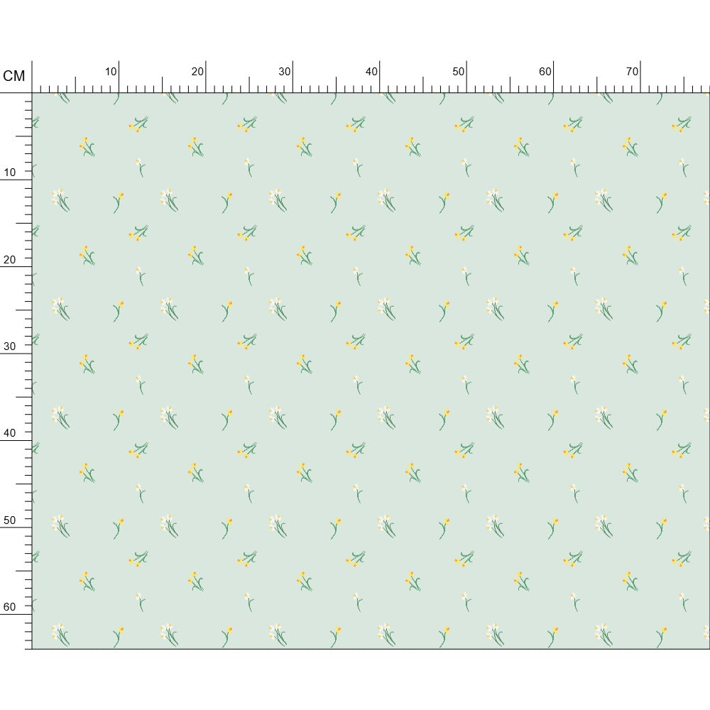 Dancing Daffodils Pale Blue Cotton Fabric
